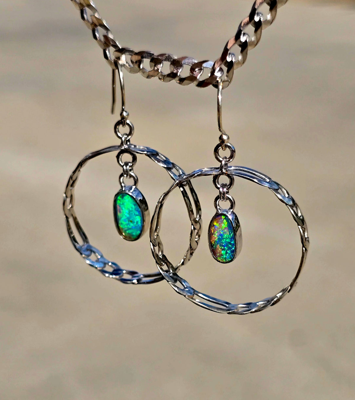 Not for Sale! Australian Opal Figaro Hoops
