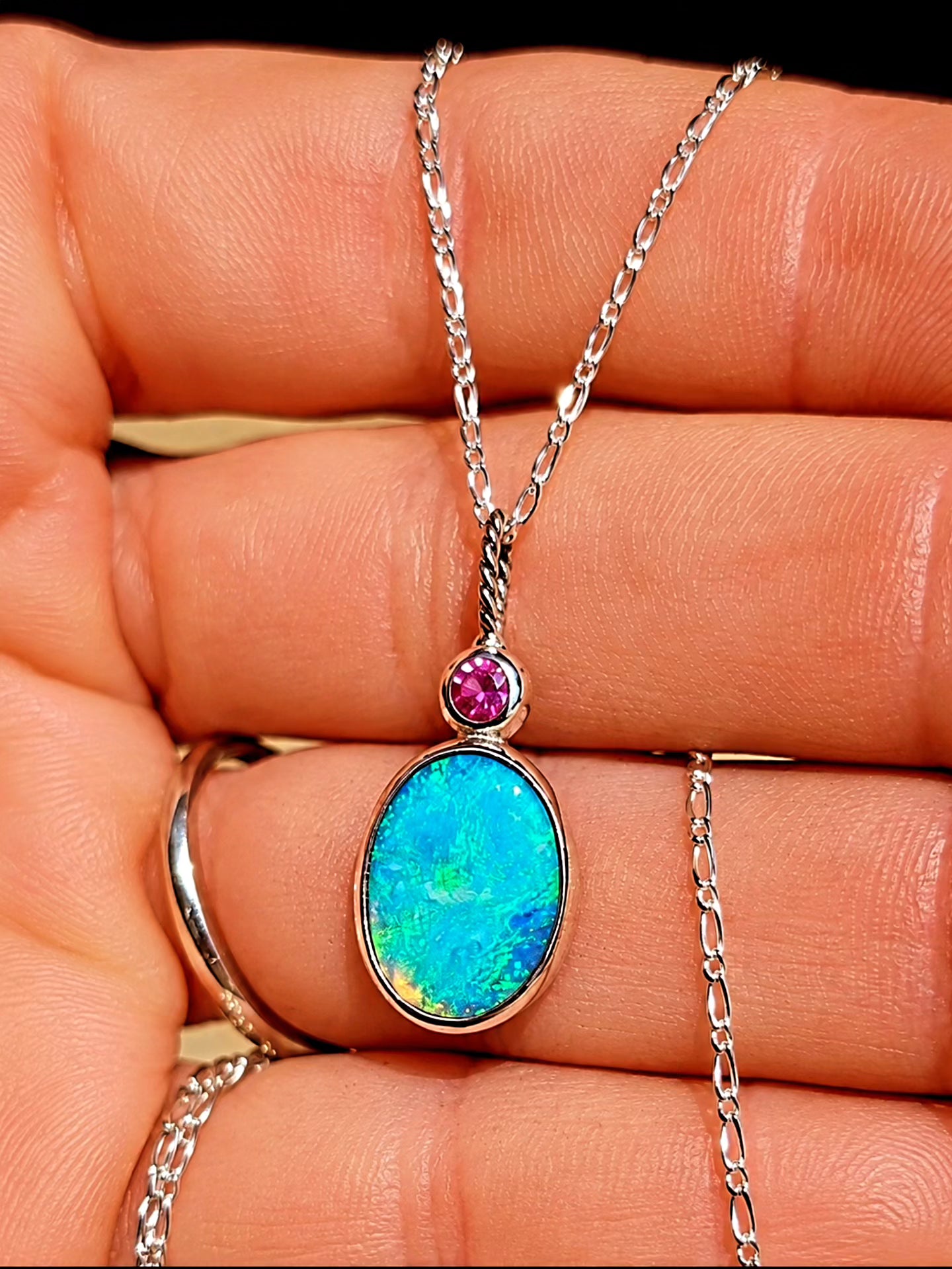 Opal Pink Sapphire Necklace