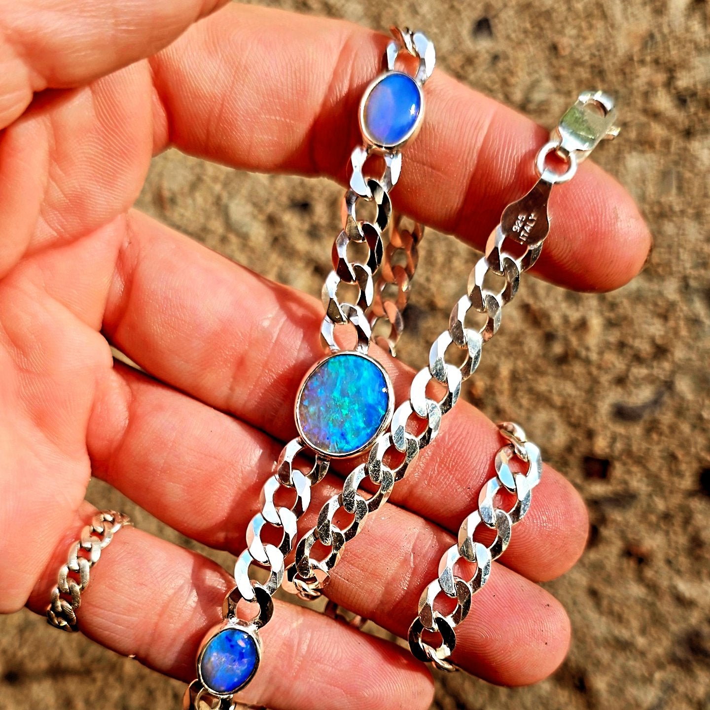 Australian Opal Curb Chain Necklace