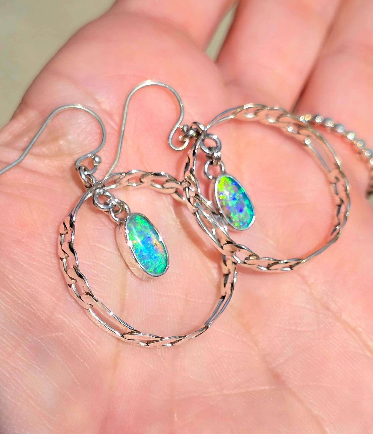 Not for Sale! Australian Opal Figaro Hoops