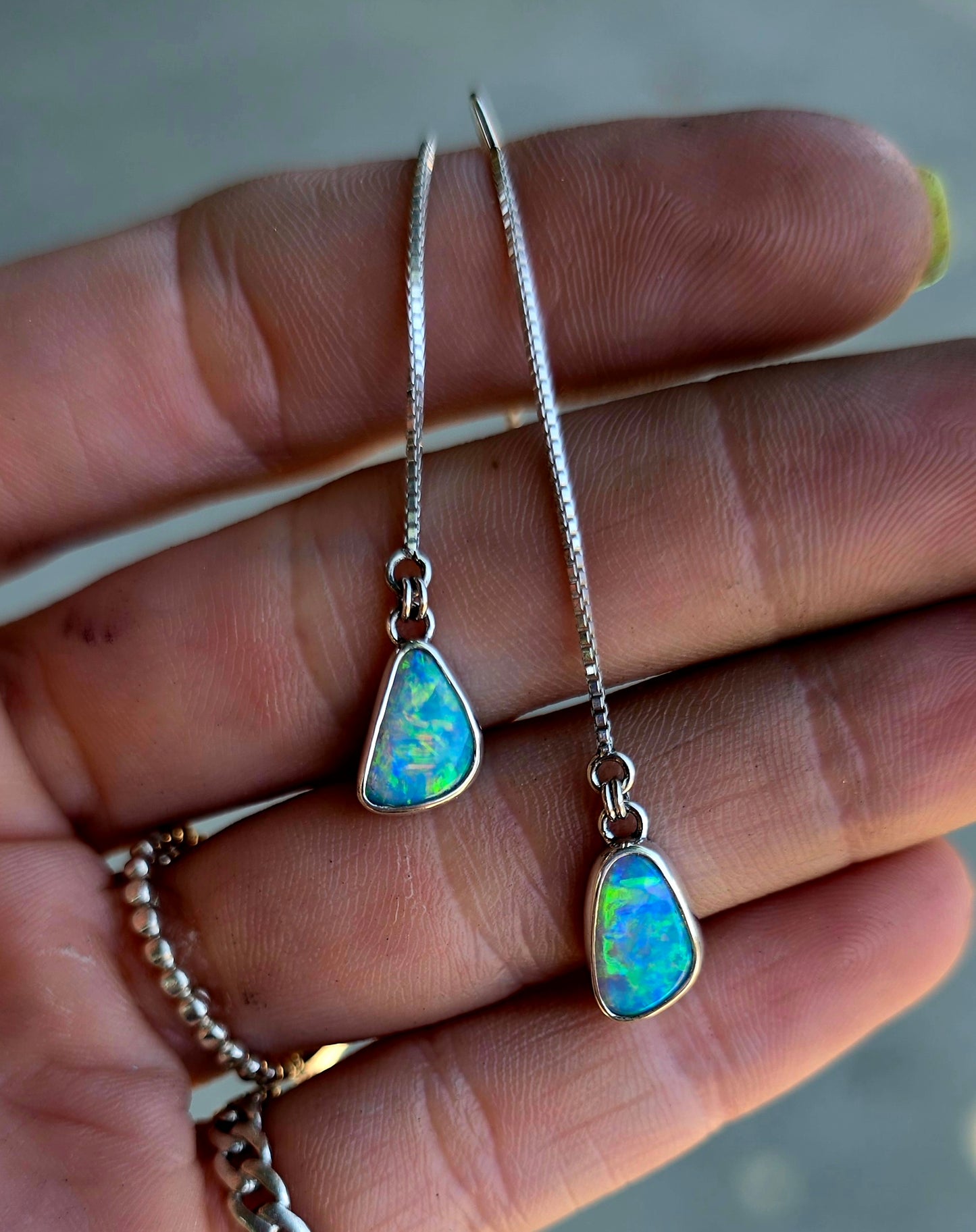 Crystal Opal Threader Earrings