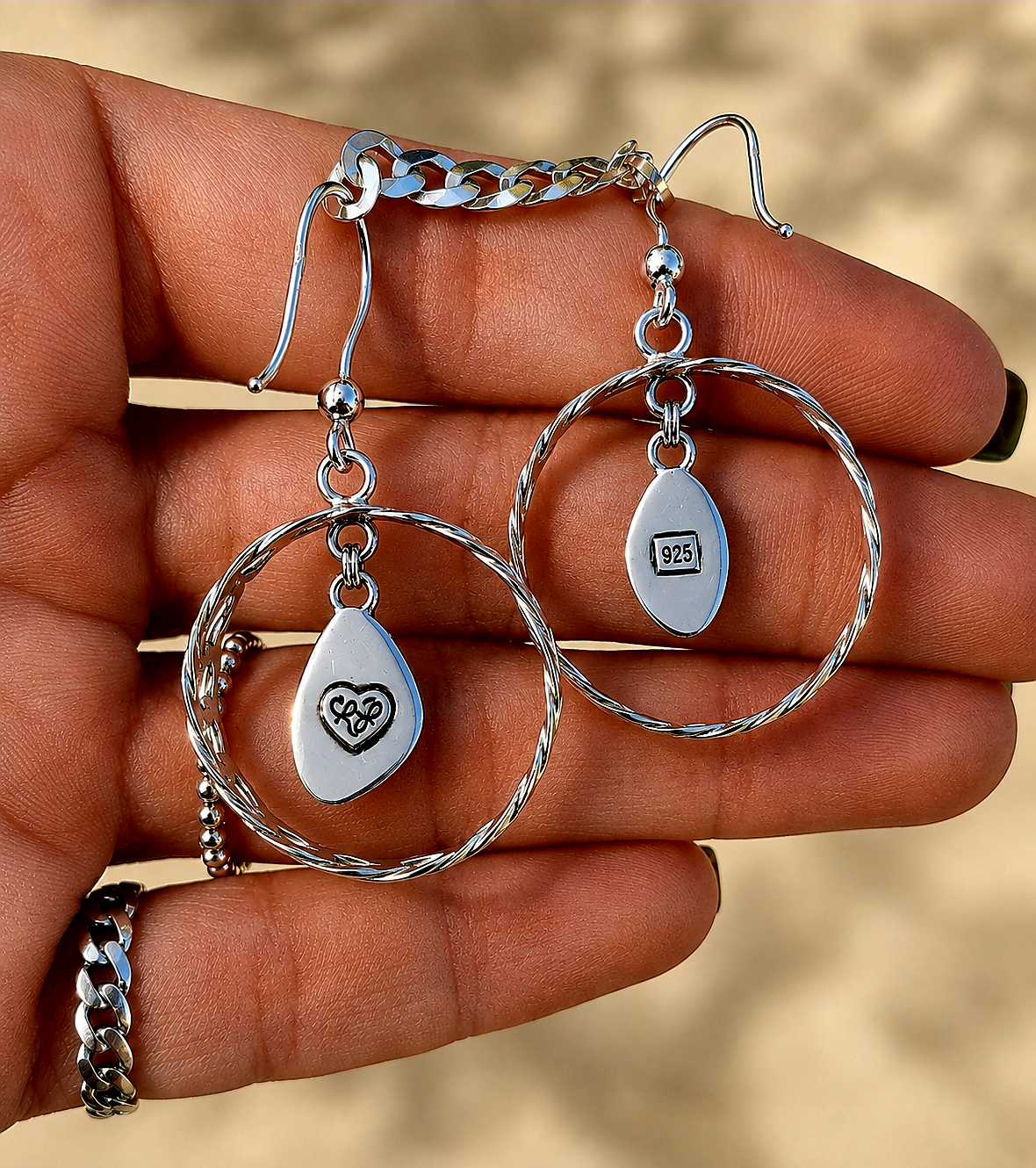 Australian Opal Curb Chain Hoops