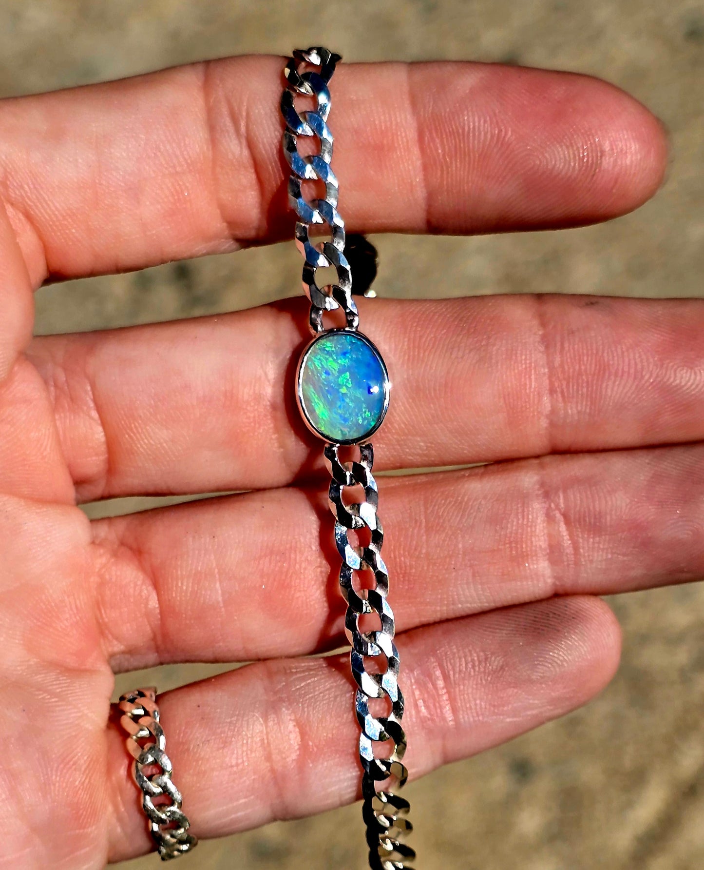 Opal Curb Chain Bracelet