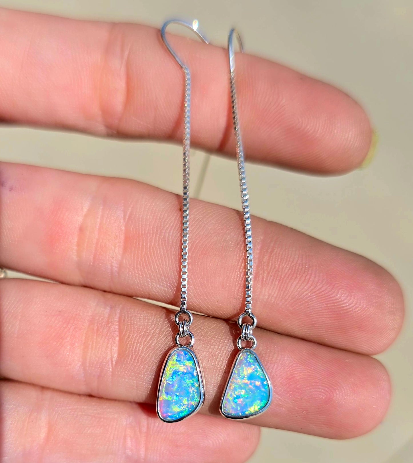 Crystal Opal Threader Earrings