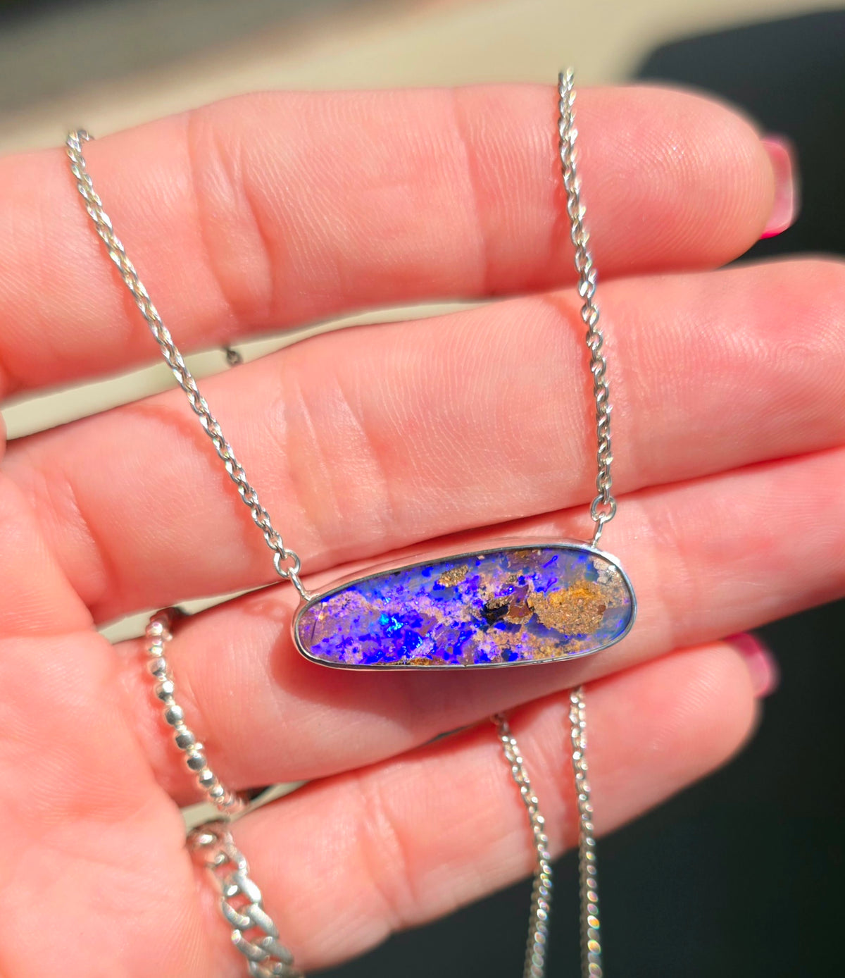 Purple Crystal Pipe Opal Necklace