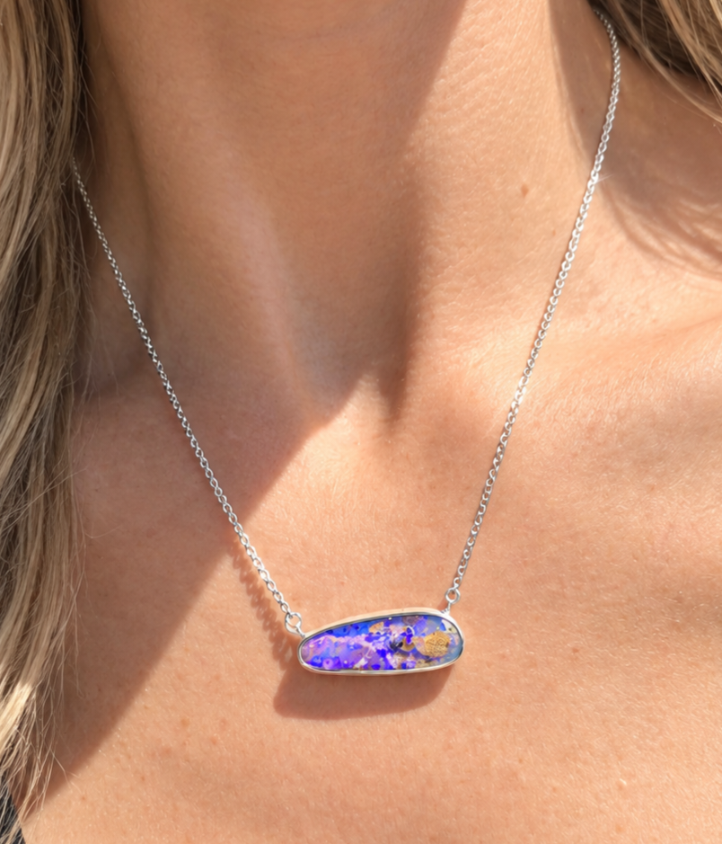 Purple Crystal Pipe Opal Necklace