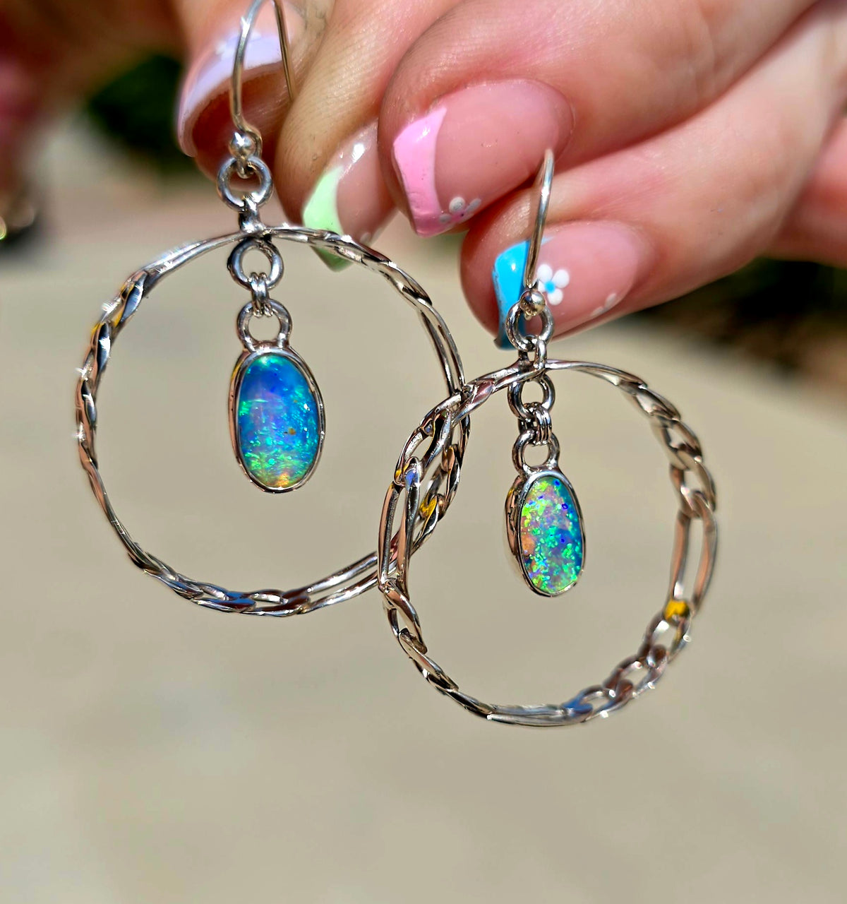 Not for Sale! Australian Opal Figaro Hoops