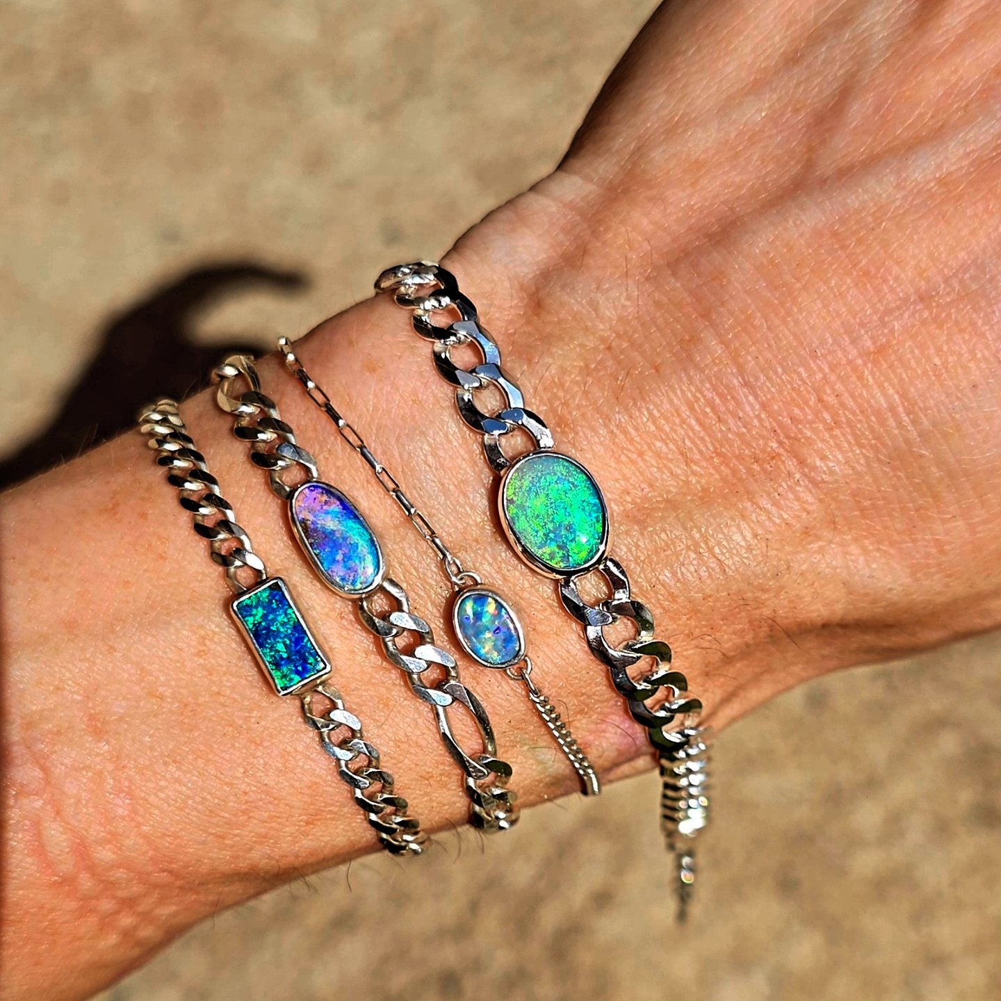 Opal Curb Chain Bracelet