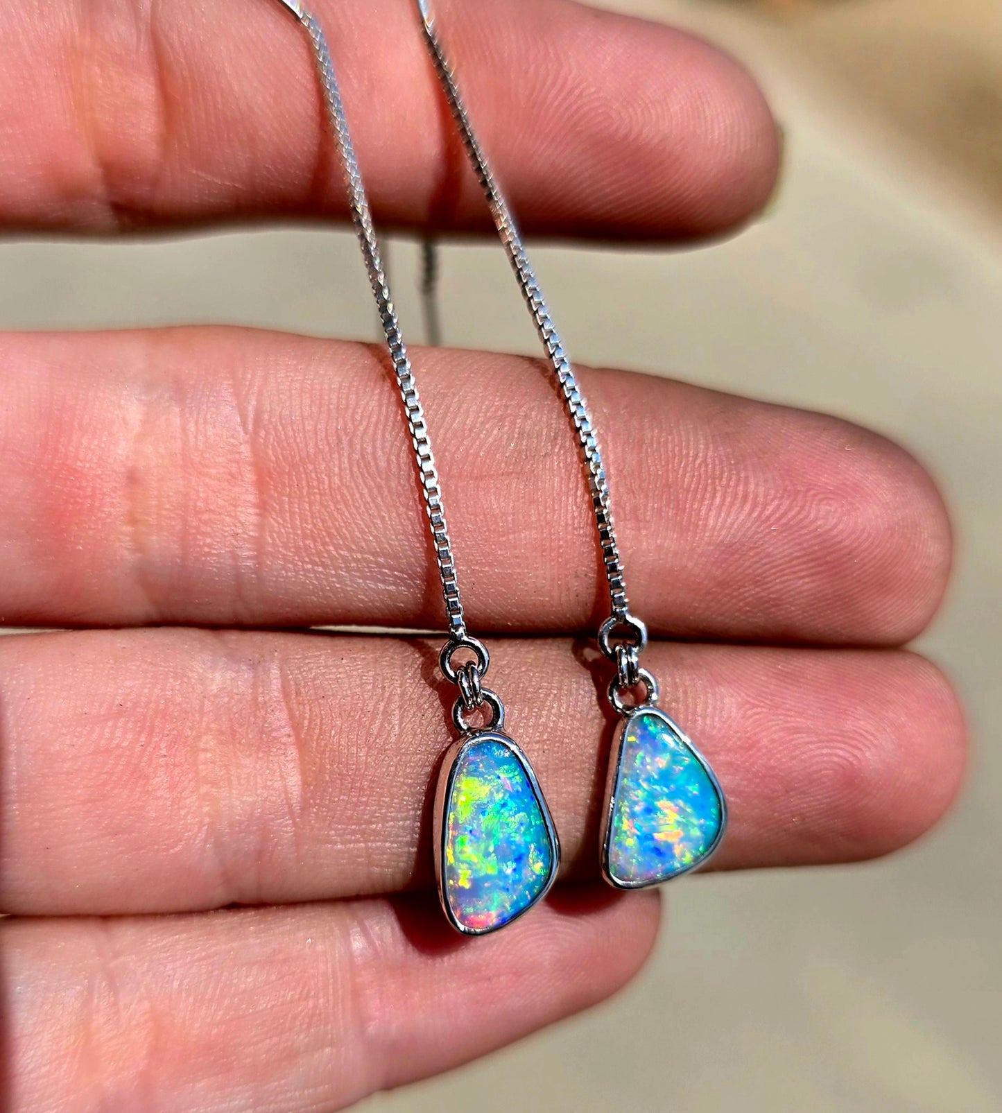Crystal Opal Threader Earrings