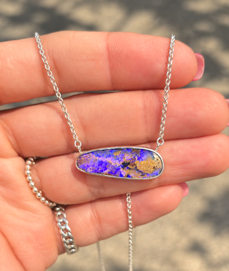Purple Crystal Pipe Opal Necklace
