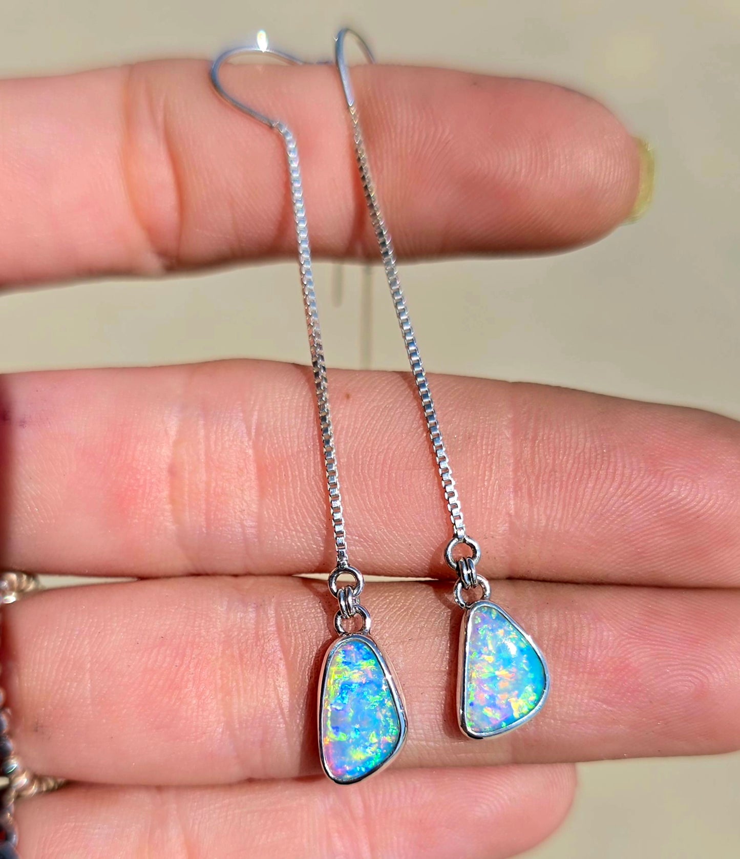 Crystal Opal Threader Earrings