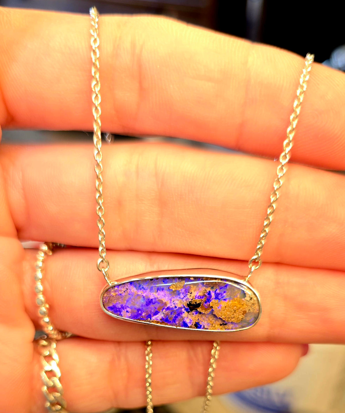 Purple Crystal Pipe Opal Necklace