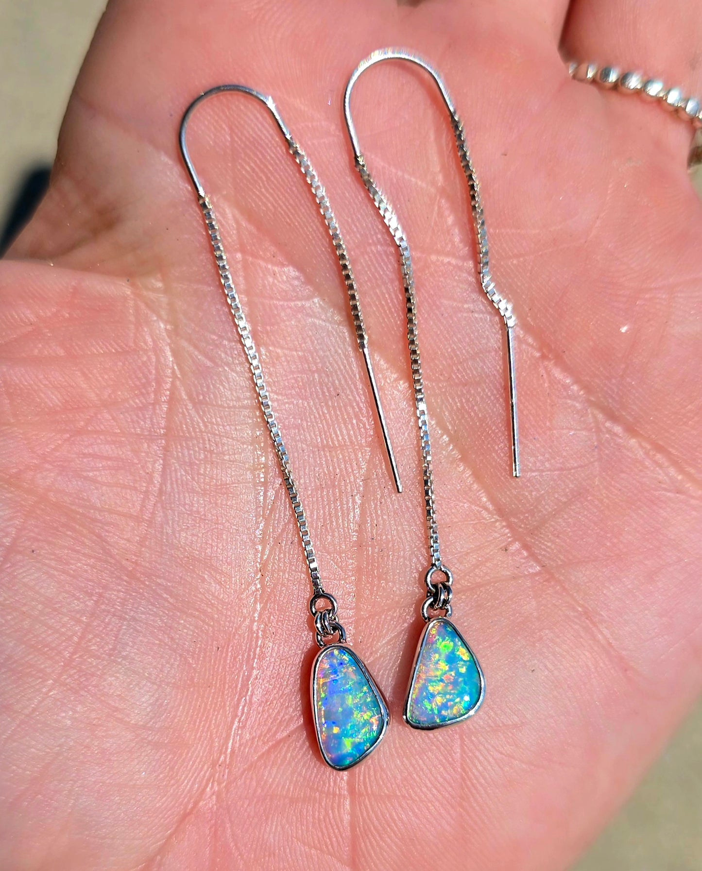 Crystal Opal Threader Earrings