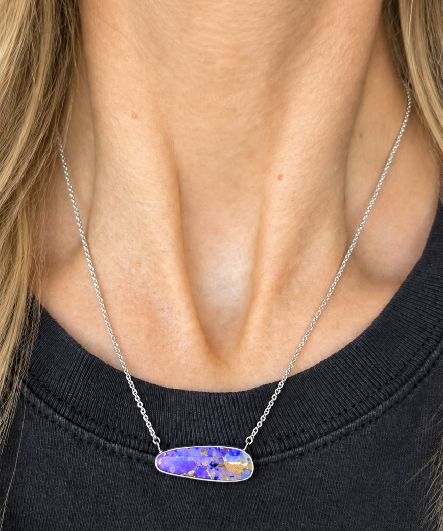 Purple Crystal Pipe Opal Necklace