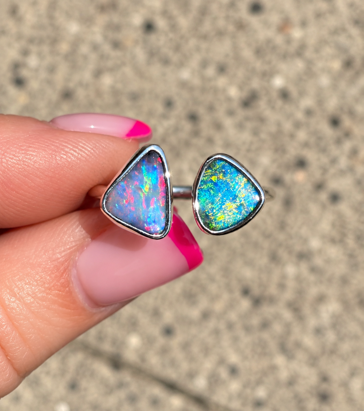 Boulder Opal Open Shank Ring Size 6-7