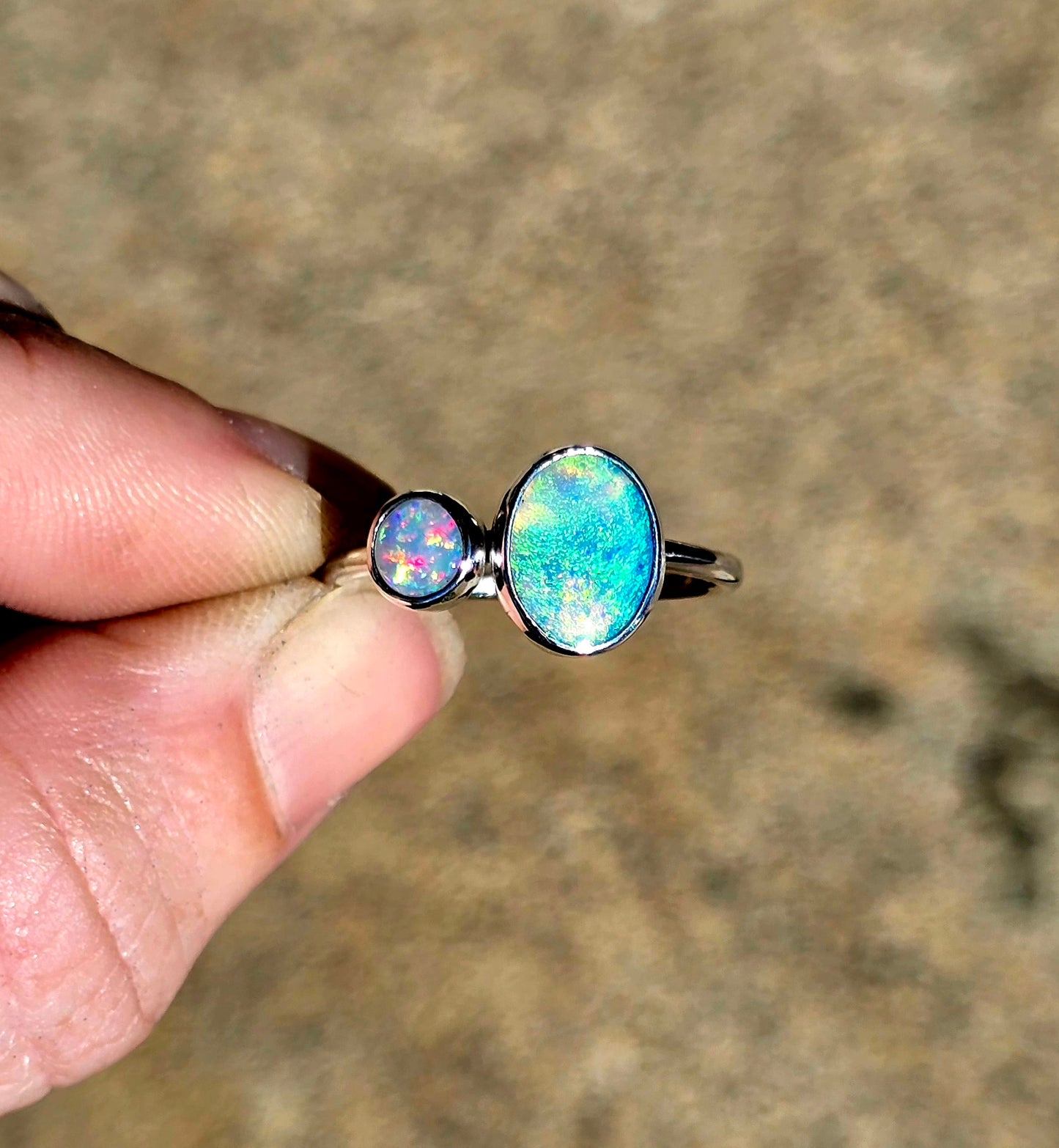 Double Australian Opal Ring