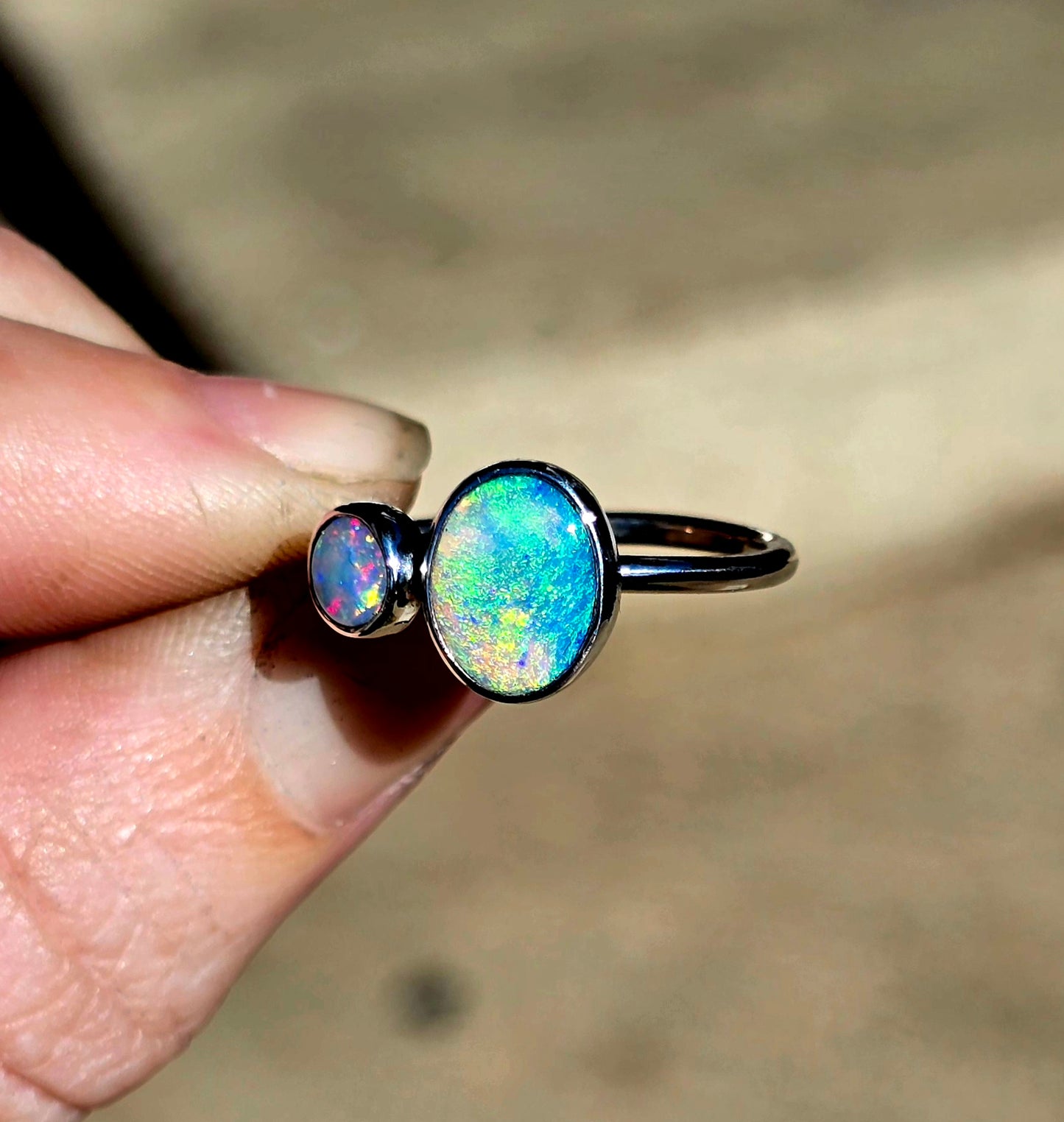 Double Australian Opal Ring