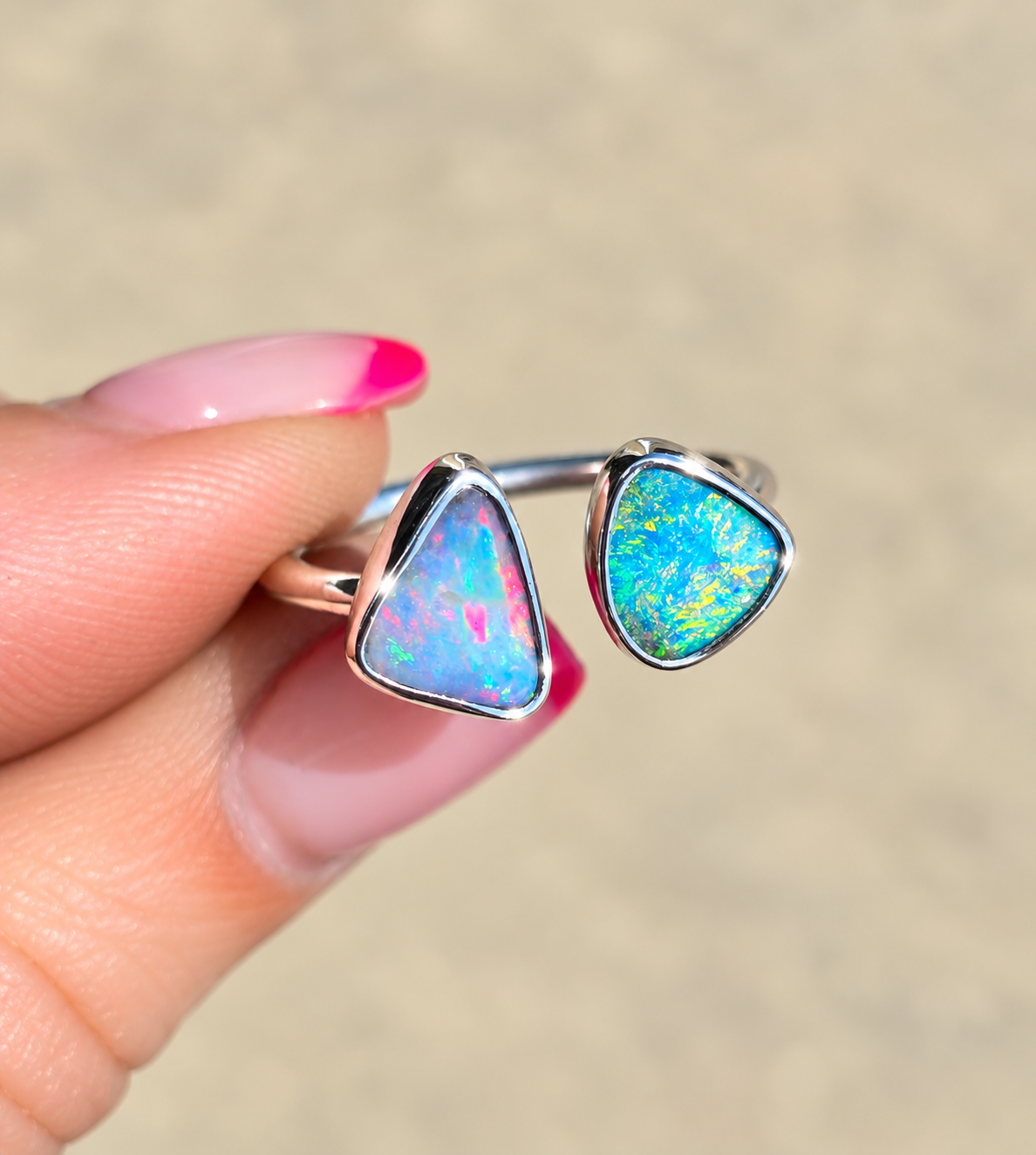 Boulder Opal Open Shank Ring Size 6-7