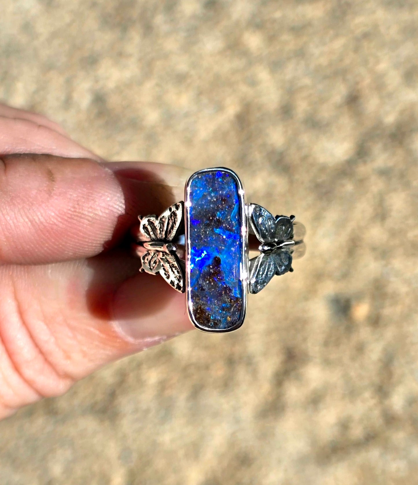 Boulder Opal Butterfly Ring