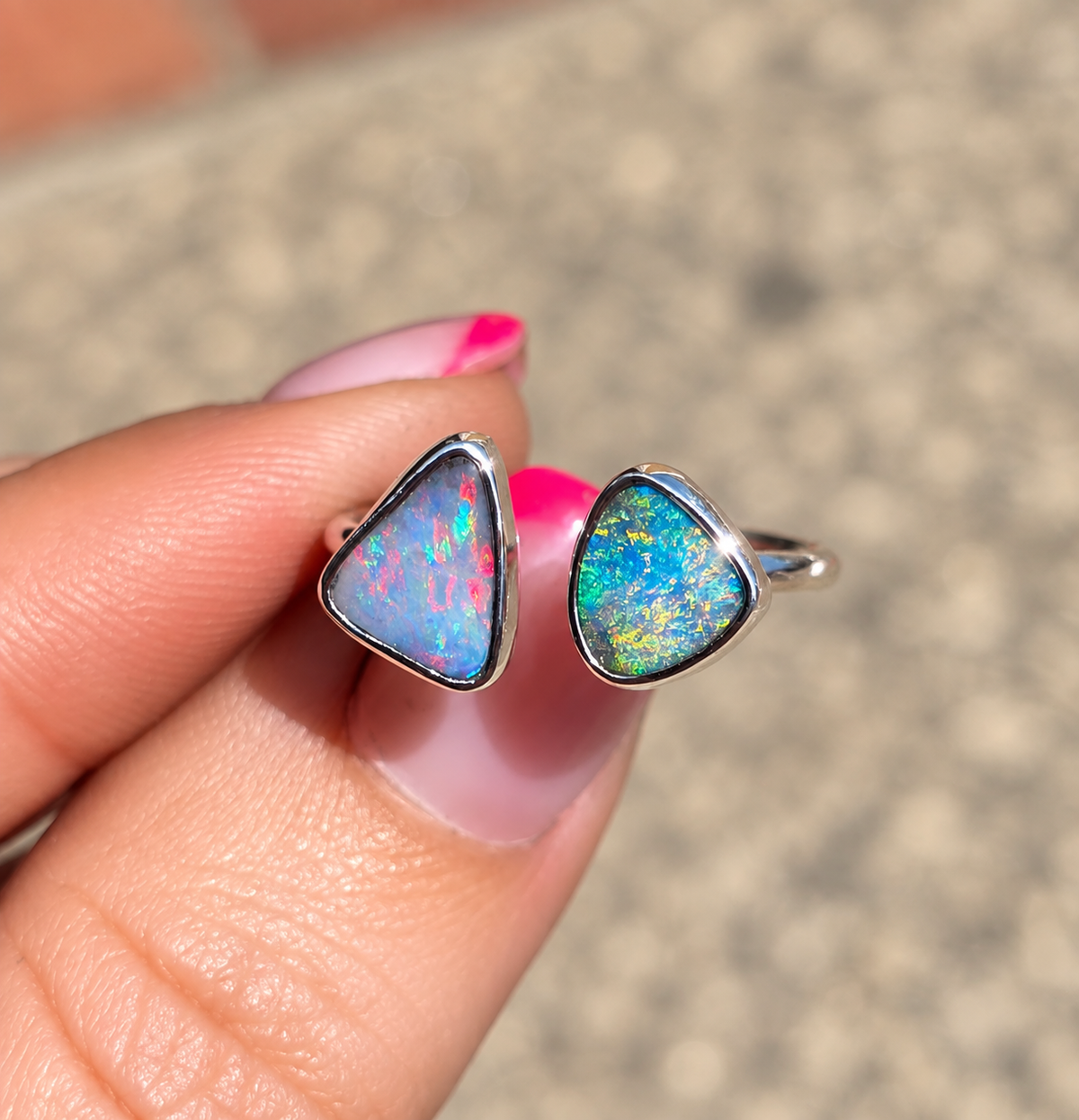 Boulder Opal Open Shank Ring Size 6-7