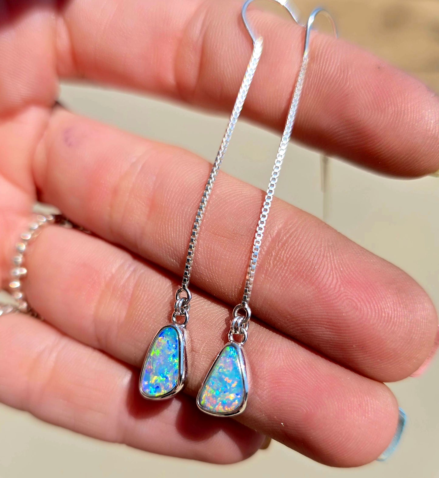 Crystal Opal Threader Earrings