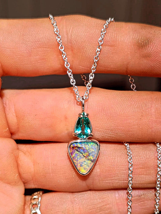 Green Apatite Pipe Opal Necklace