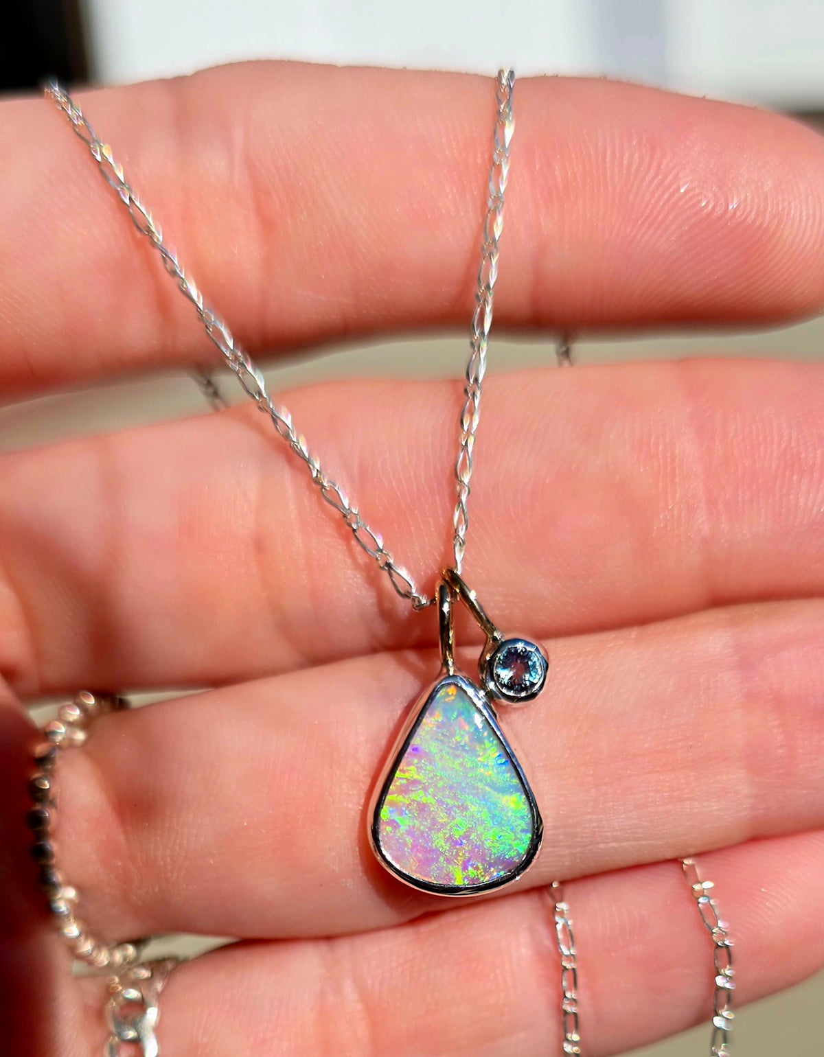Australian Opal Montana Sapphire Necklace