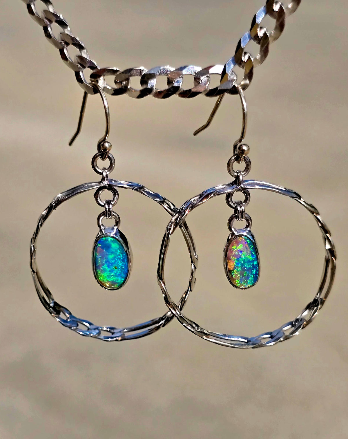 Not for Sale! Australian Opal Figaro Hoops
