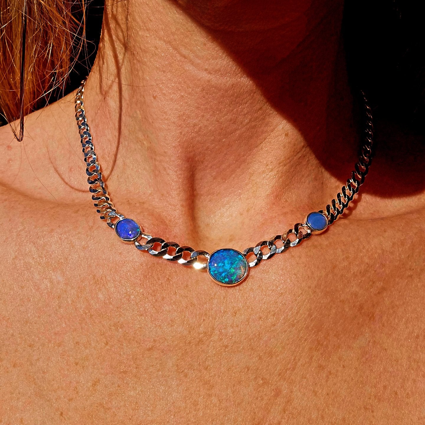 Australian Opal Curb Chain Necklace