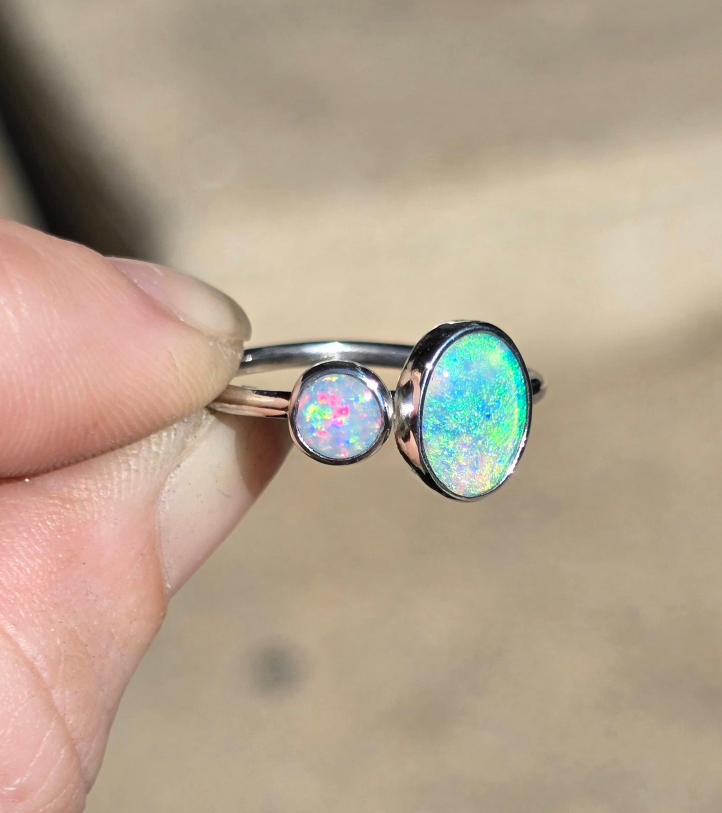 Double Australian Opal Ring