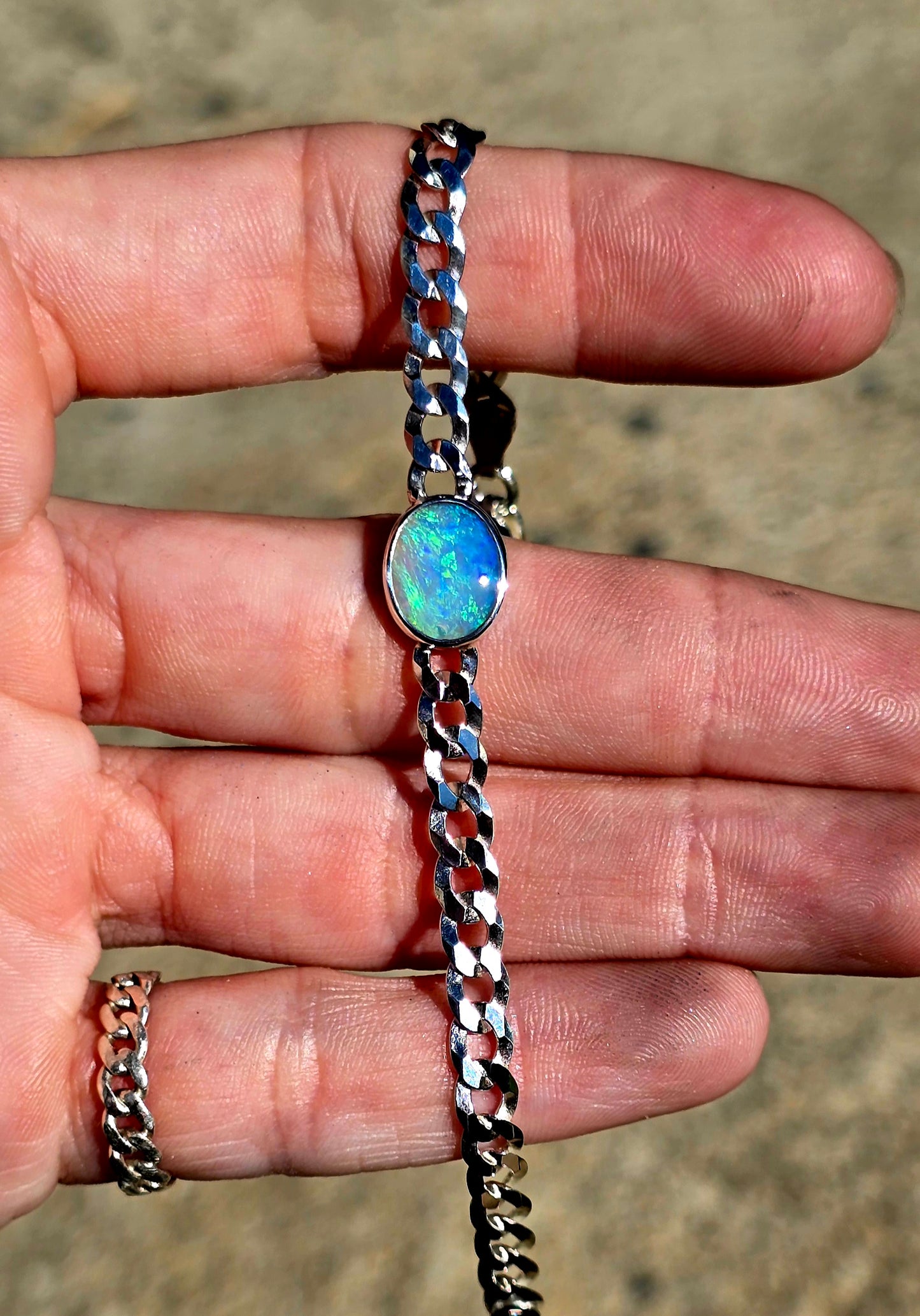 Opal Curb Chain Bracelet