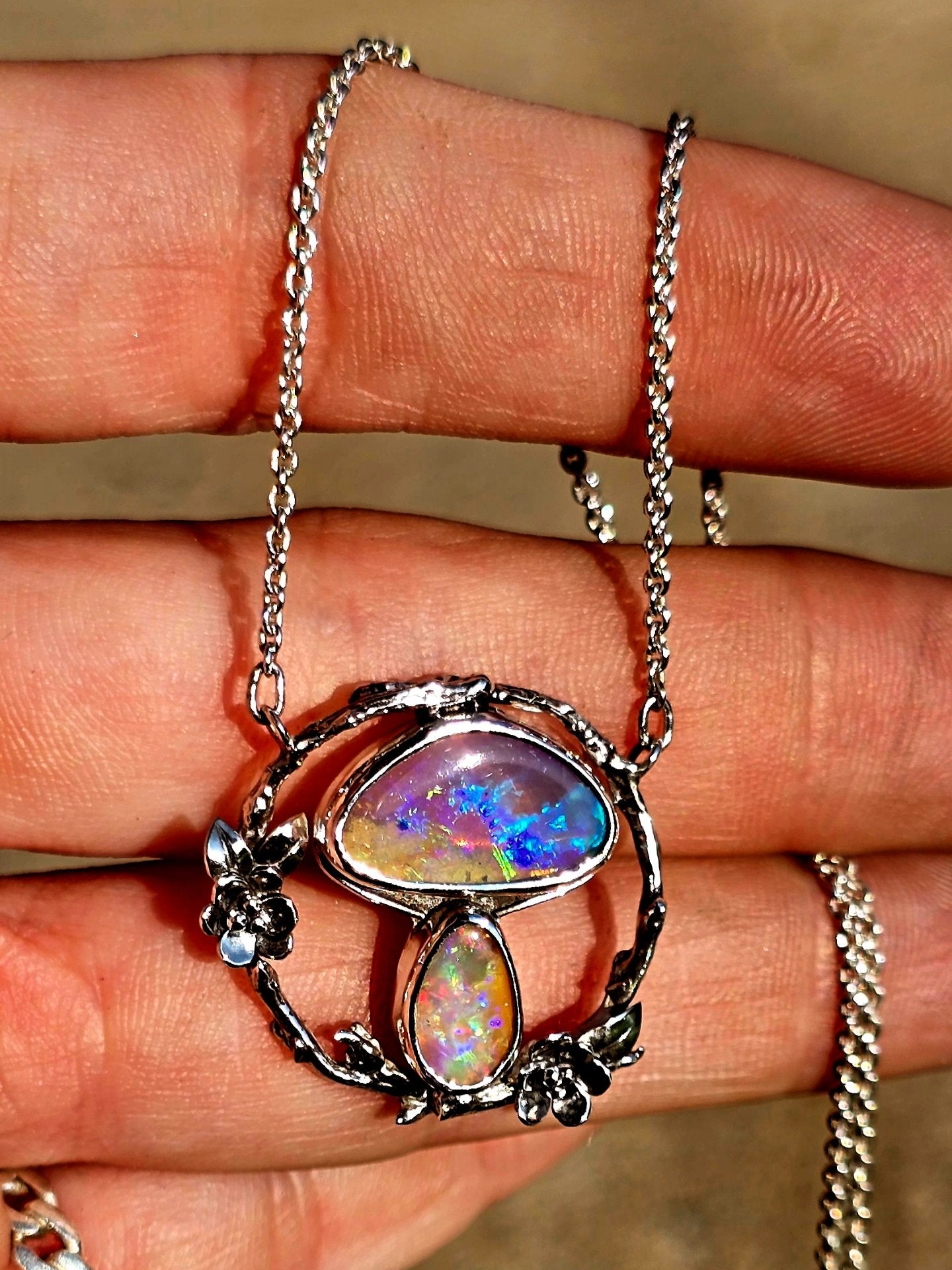 Enchanted Opal Mushroom Necklace