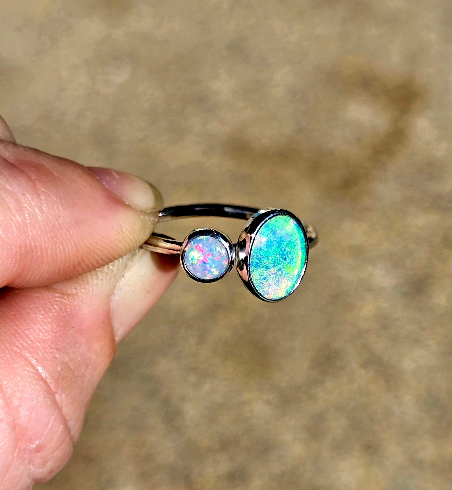 Double Australian Opal Ring