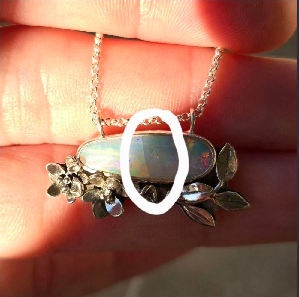 **Flaw Floral Australian Opal Necklace