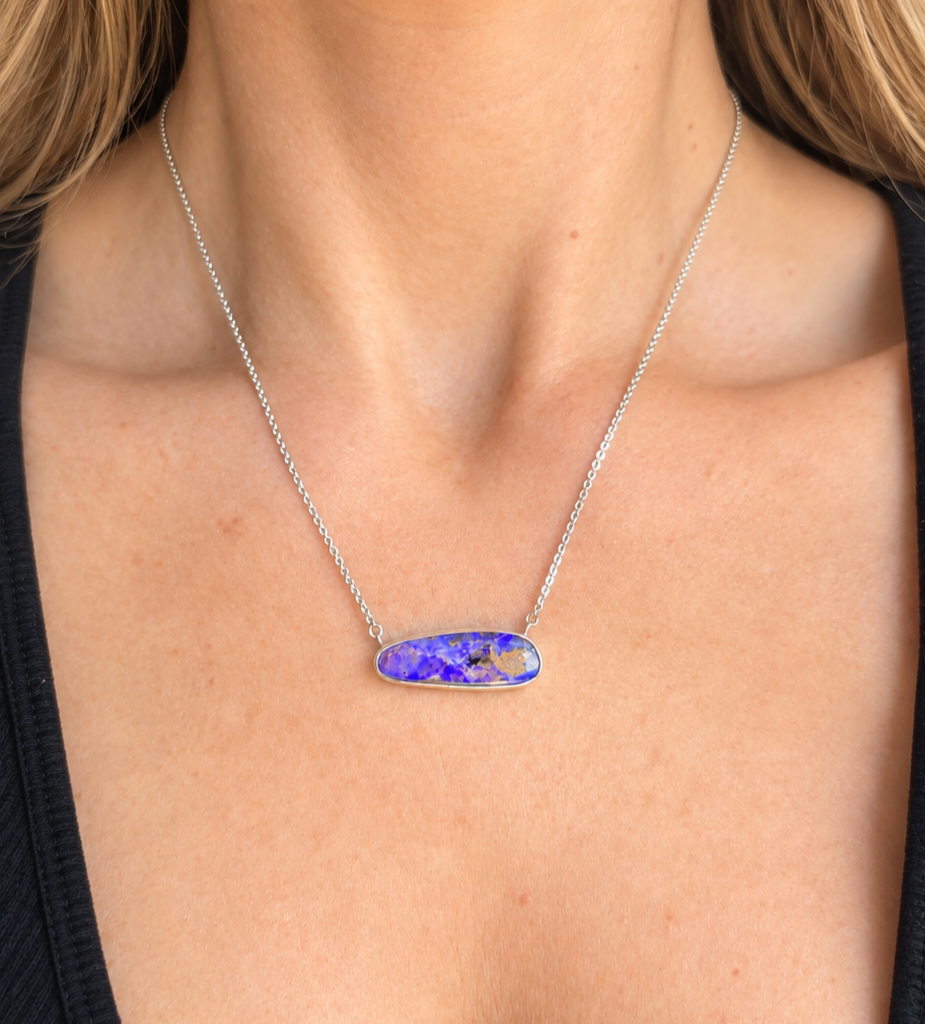 Purple Crystal Pipe Opal Necklace