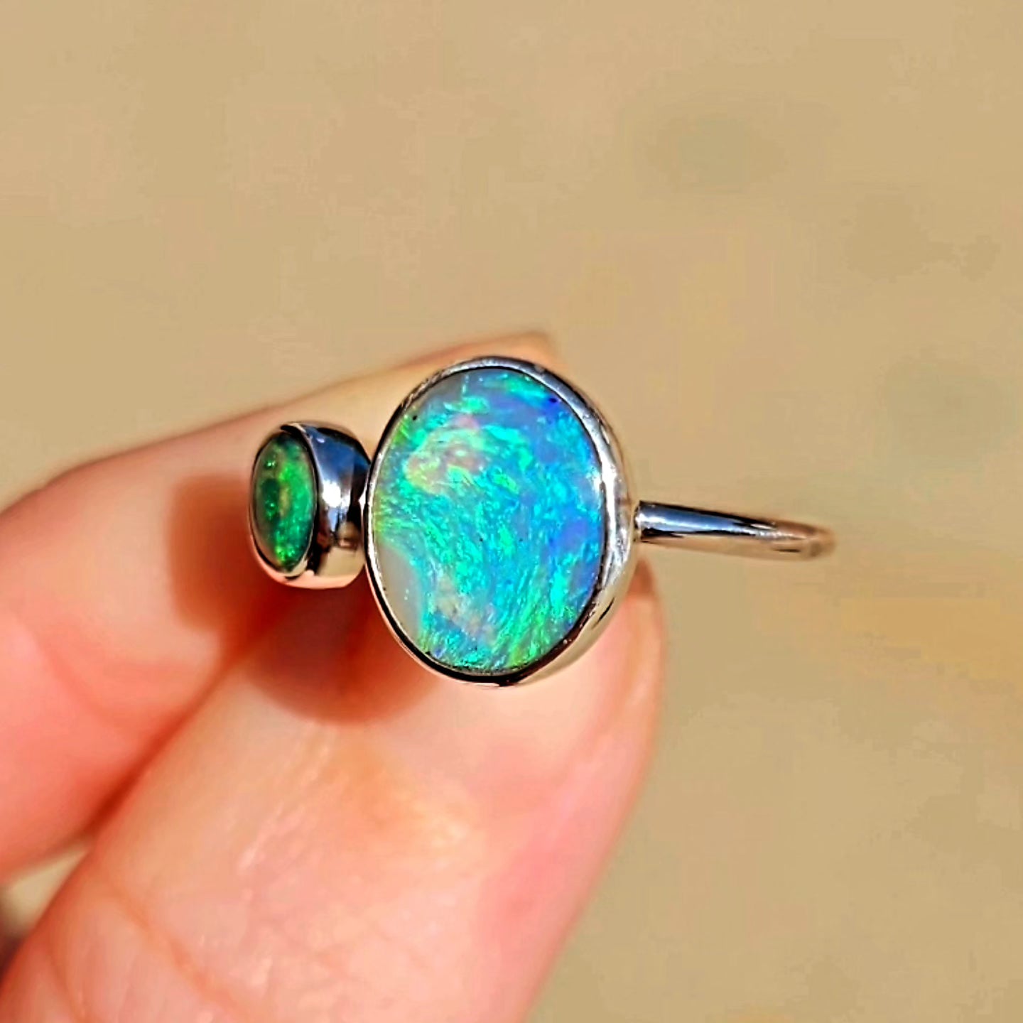 Double Opal Ring Size 8