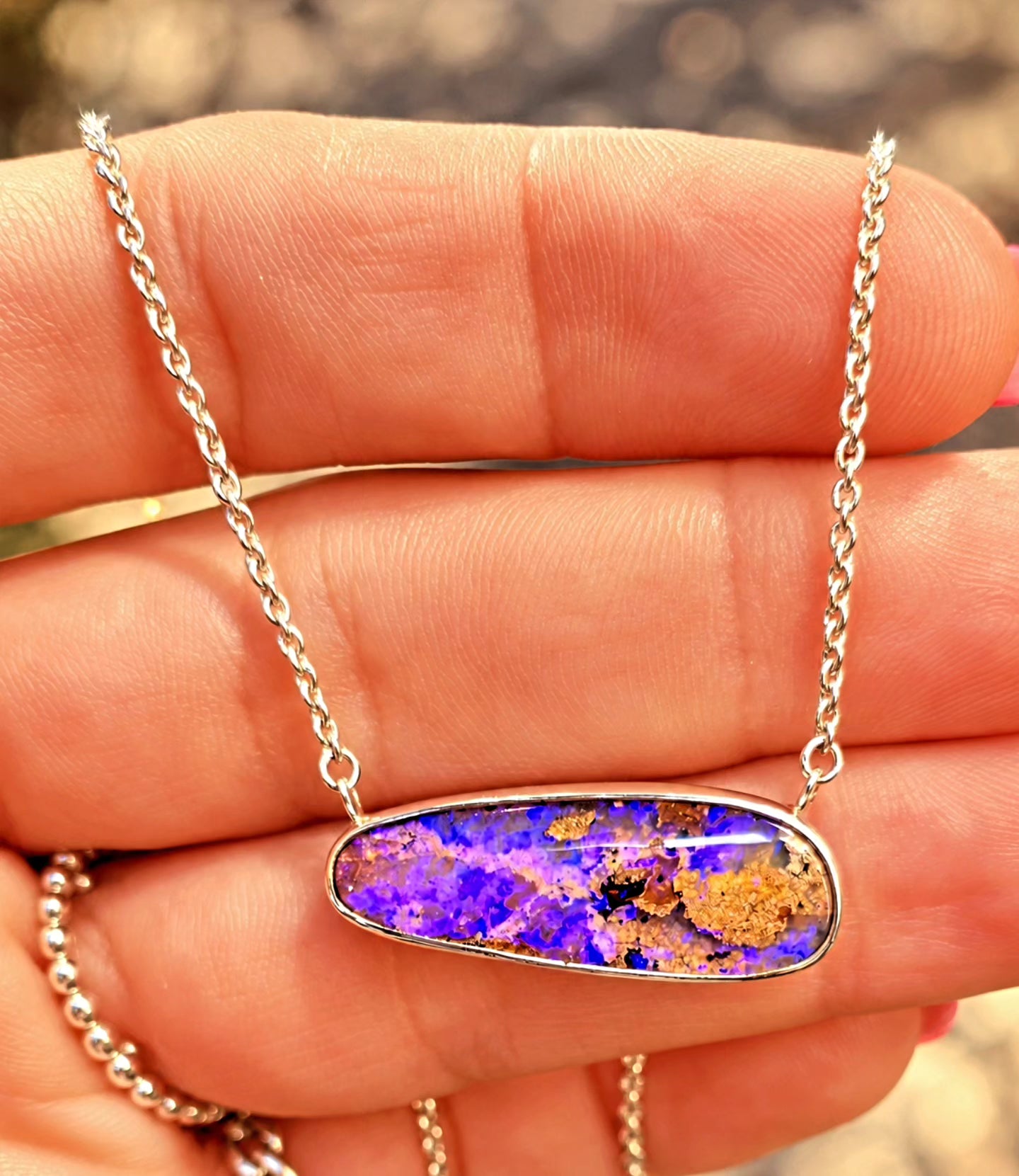 Purple Crystal Pipe Opal Necklace