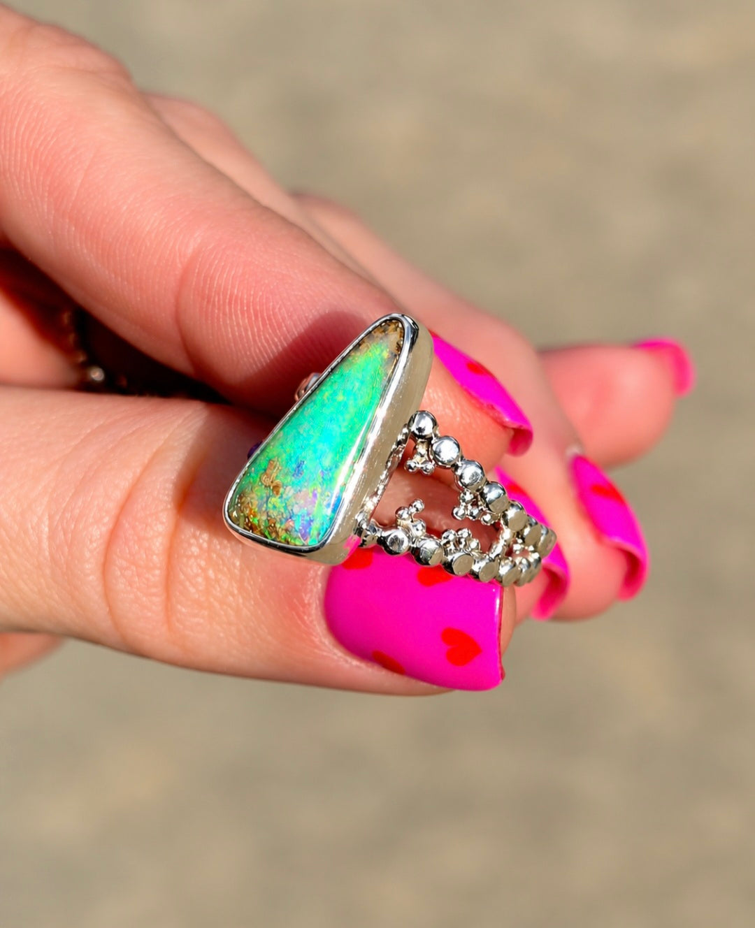 Pipe Opal Tanzanite Statement Ring Size 6
