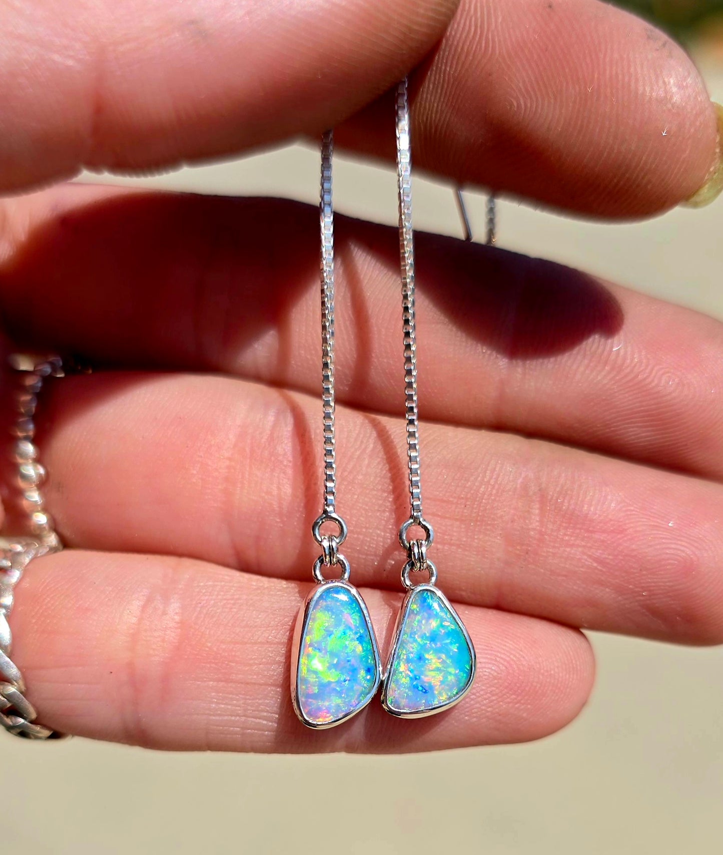Crystal Opal Threader Earrings