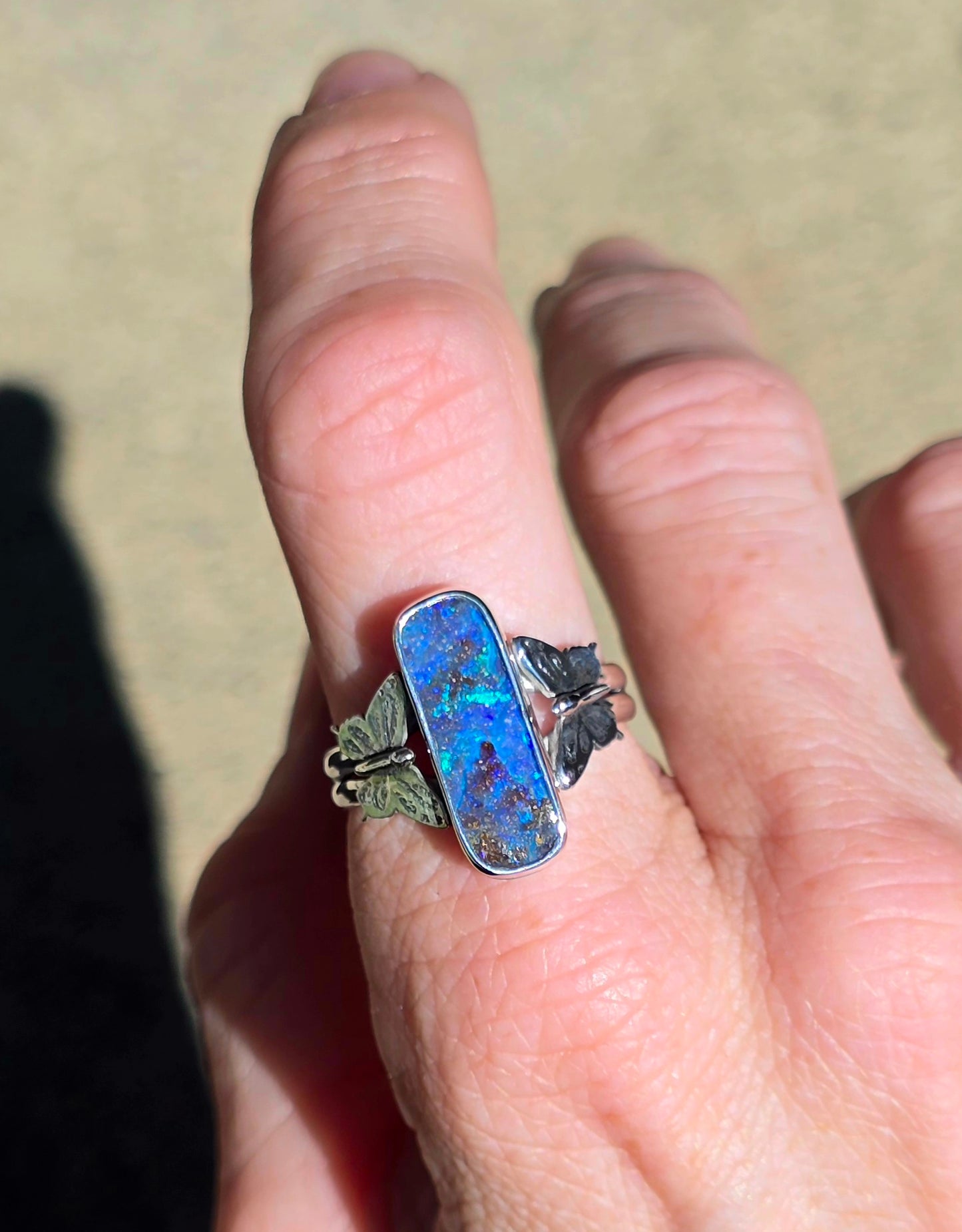 Boulder Opal Butterfly Ring
