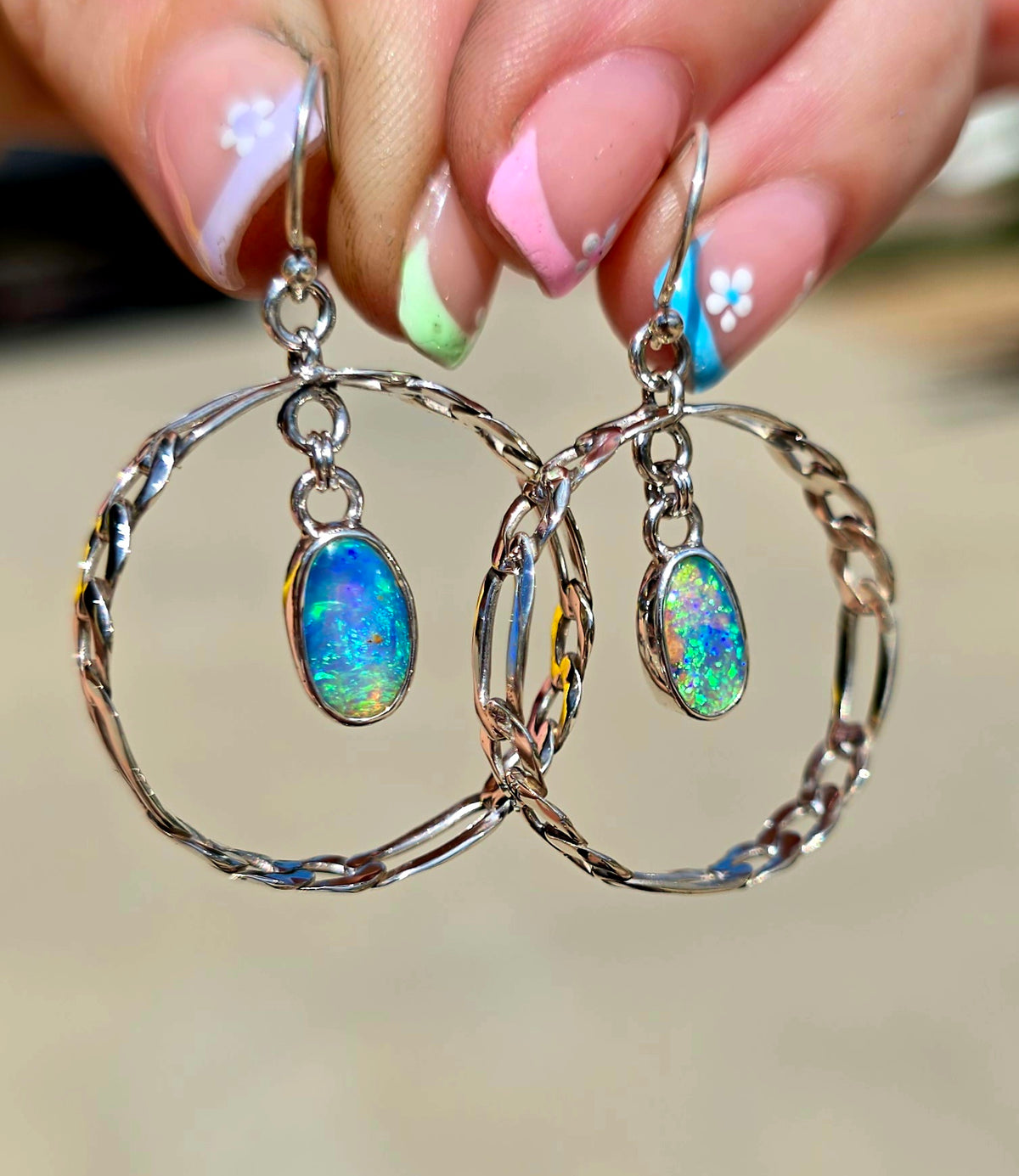 Not for Sale! Australian Opal Figaro Hoops