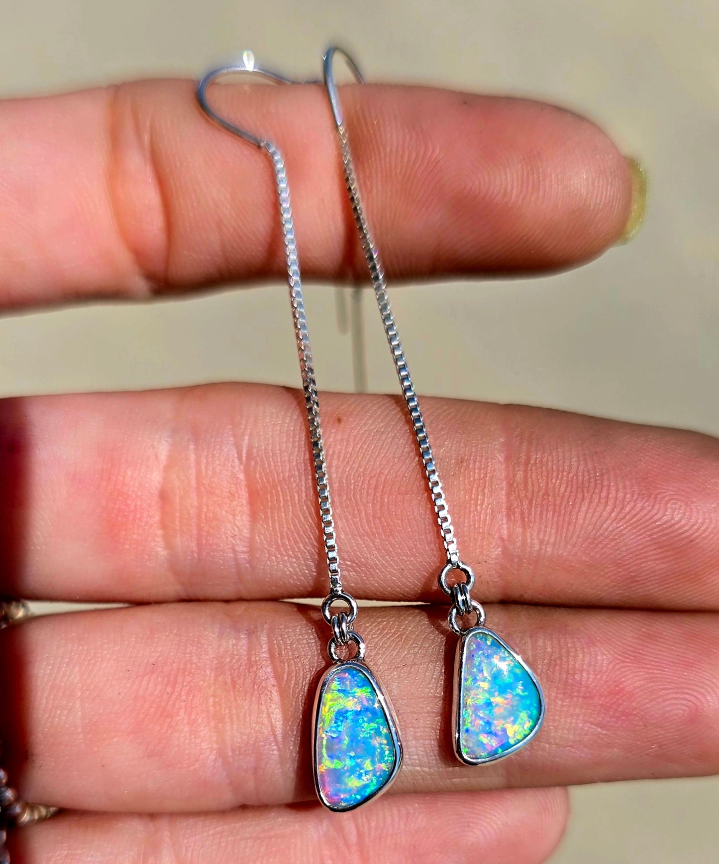 Crystal Opal Threader Earrings