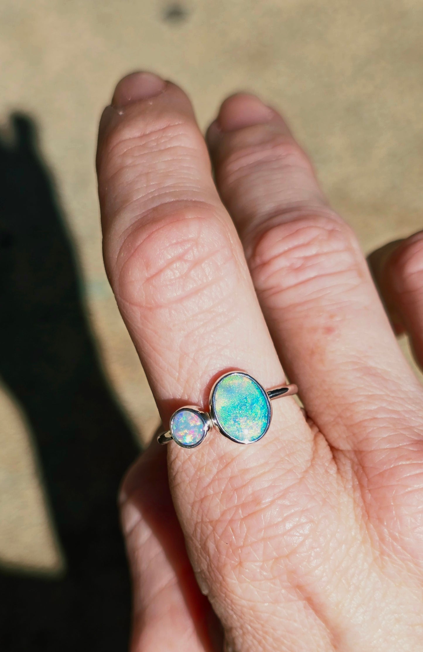 Double Australian Opal Ring
