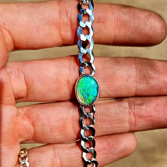 Opal Curb Chain Bracelet