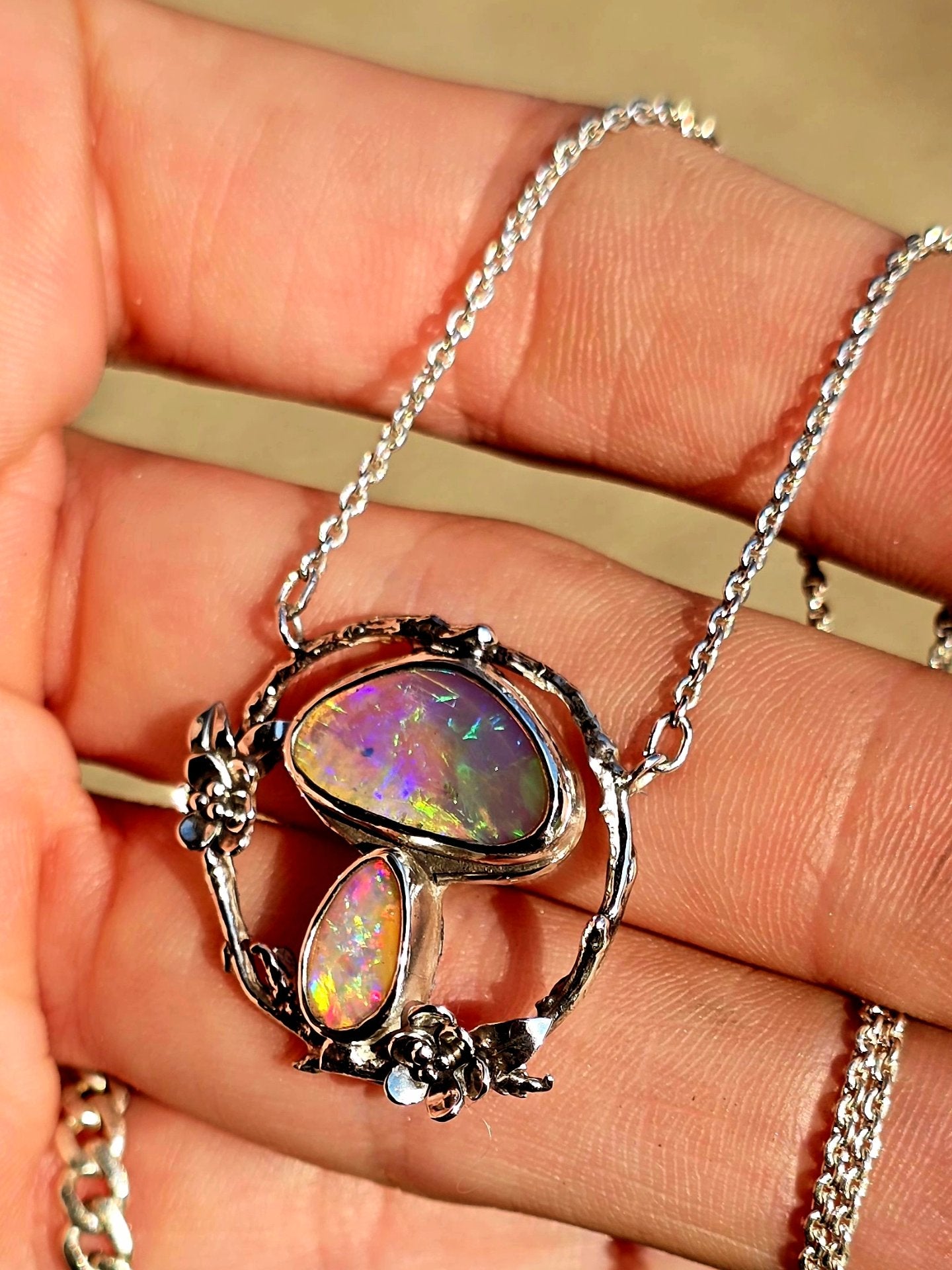 Enchanted Opal Mushroom Necklace