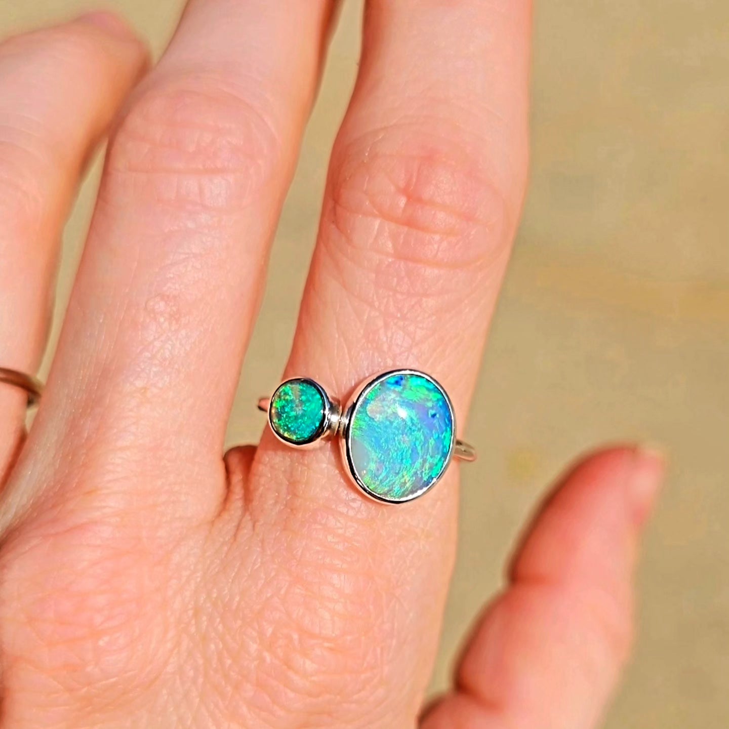 Double Opal Ring Size 8