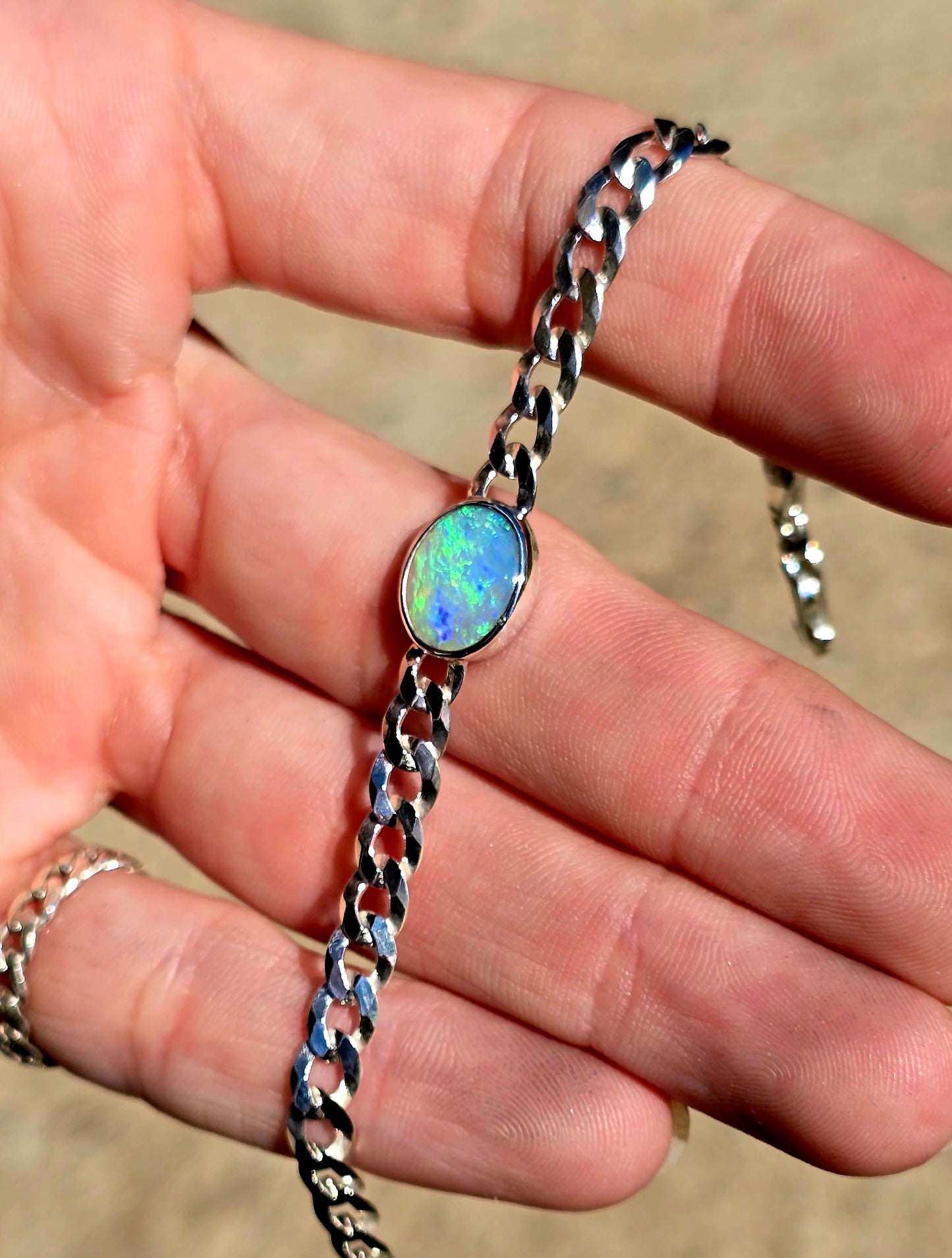 Opal Curb Chain Bracelet