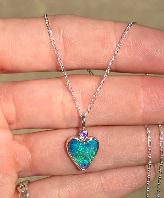 Opal Heart Amythyst Necklace