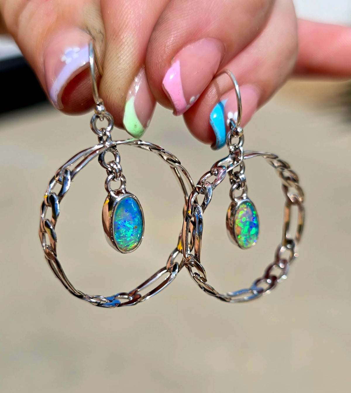 Not for Sale! Australian Opal Figaro Hoops