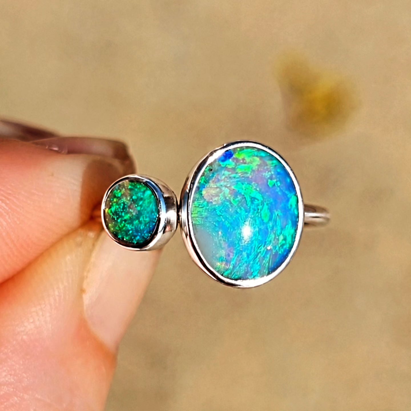 Double Opal Ring Size 8